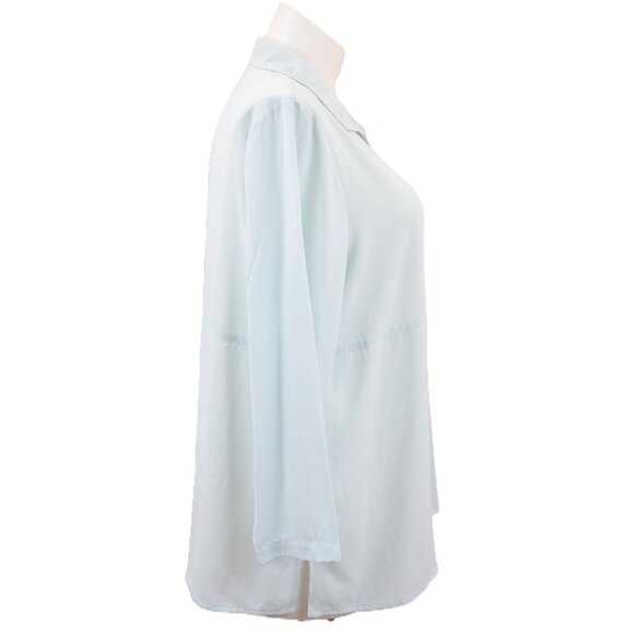 Fred David Woman PLUS Size 18 Buttons Baby Blue Blouse Long Sleeve Shirt Top - Picture 4 of 9